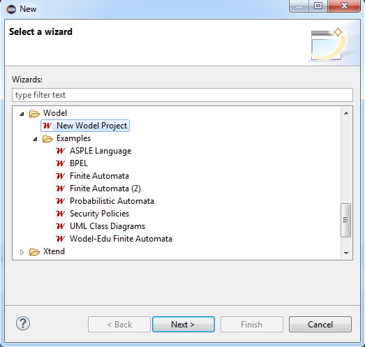 New Wodel Project wizard selection