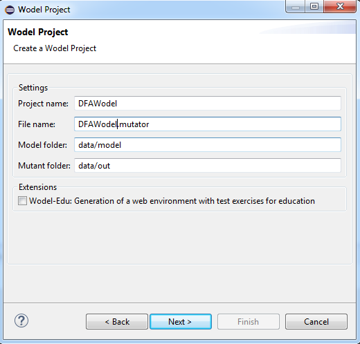 New Wodel Project: project naming