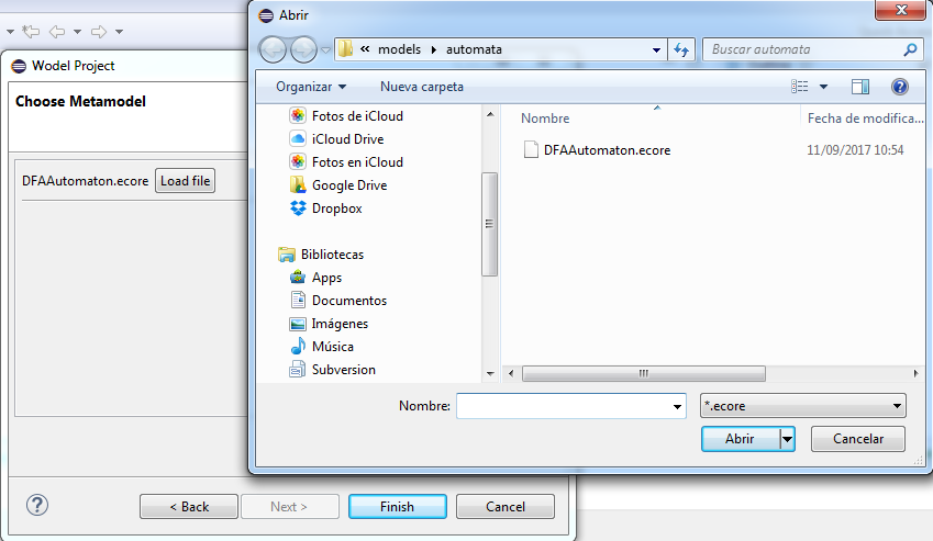 New Wodel Project: domain meta-model selection