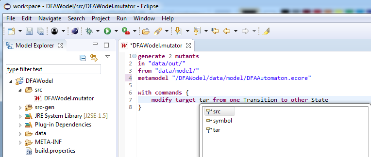 Wodel program development in the Xtext-based Wodel IDE